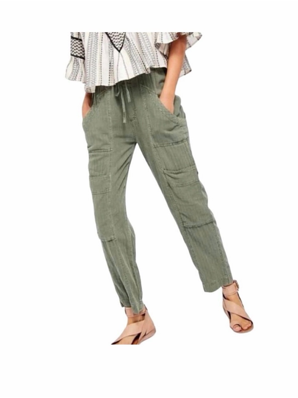 Free People Feelin' Good Utility Cargo Pants in Eden Green Size Medium